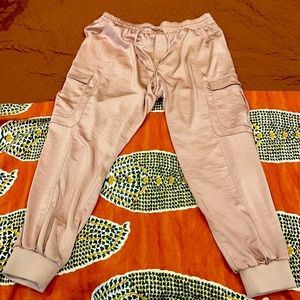 NWOT INC Blush Satin Drawstring Joggers Sz XL